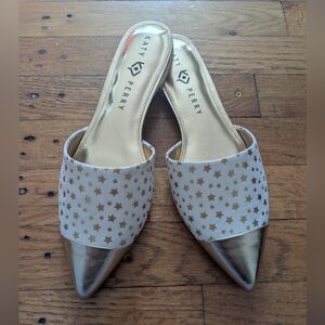 Katy Perry Collections Gold and Cream Star Mules